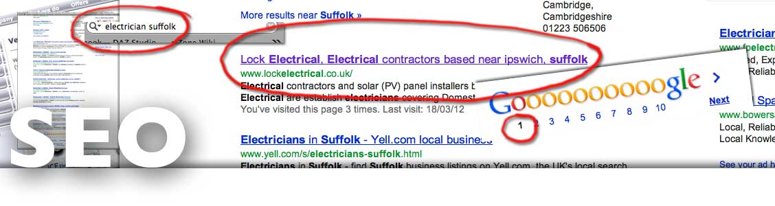 Page 1 SEO from Ipswich Suffolk based electric ink
