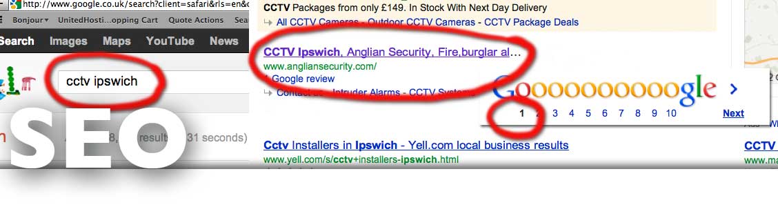Page 1 SEO from Ipswich Suffolk based electric ink