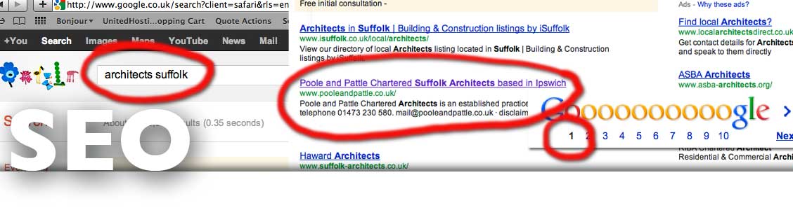 Page 1 SEO from Ipswich Suffolk based electric ink