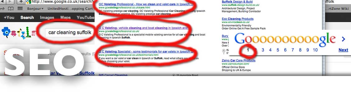 Page 1 SEO from Ipswich Suffolk based electric ink