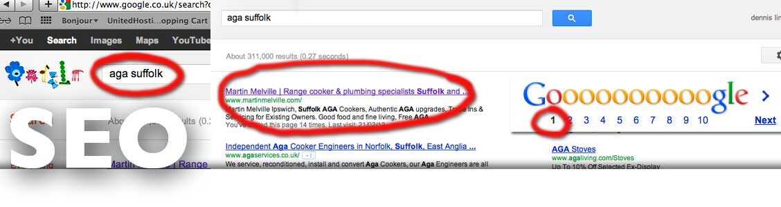 Page 1 SEO from Ipswich Suffolk based electric ink