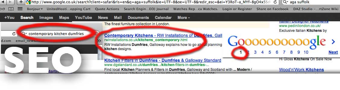 Page 1 SEO from Ipswich Suffolk based electric ink