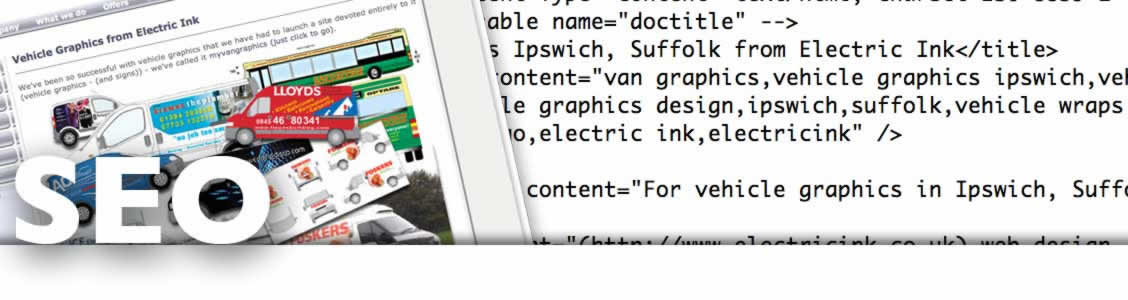 Page 1 SEO from Ipswich Suffolk based electric ink